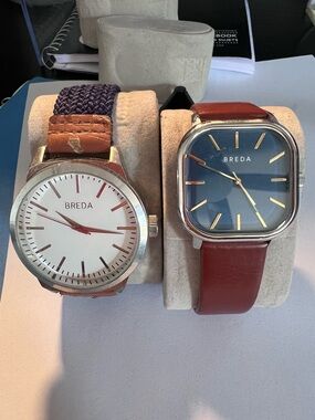 BREDA Men's Watch - Blue Dial with Brown Leather Strap